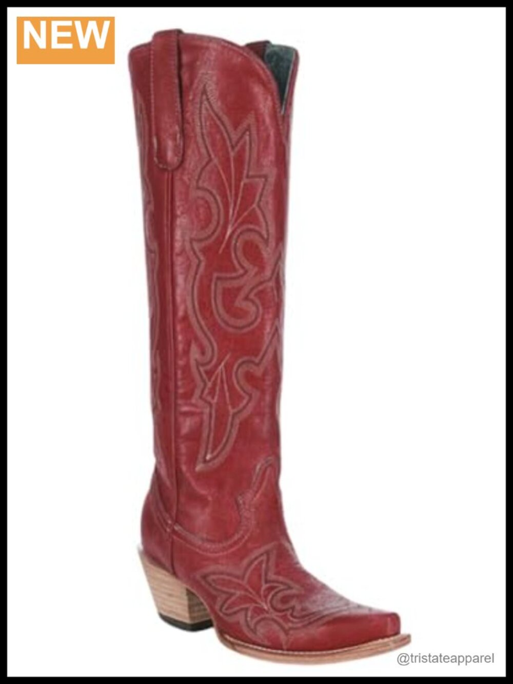 Handcrafted Cowhide Leather Western Boots Snip Toe Embroidered Tall
